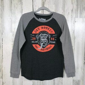Gas Monkey Garage thermal tee hot rods automotive monkey graphic black gray M